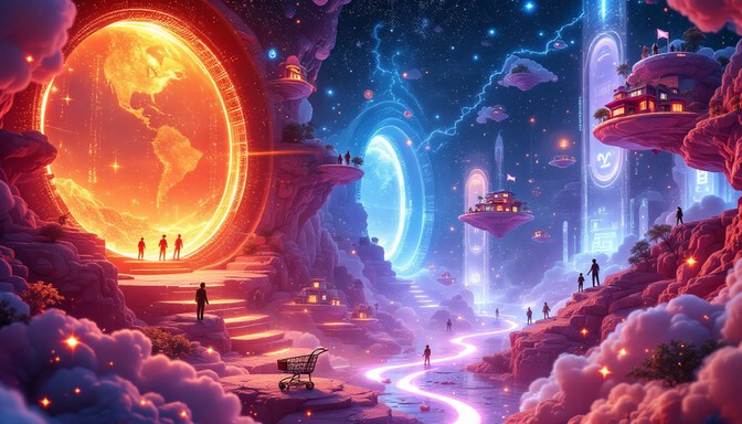Transcending Floating Free Digital Physical Convergence Image - Portal, Cosmic, Digital ...