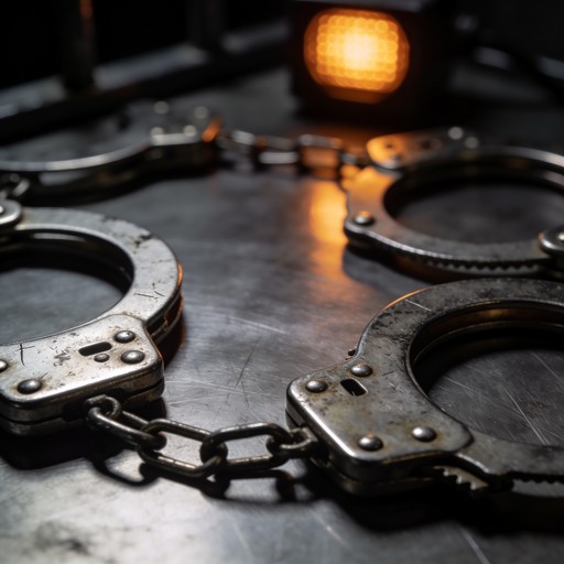 Free Industrial Handcuff Close-up Image - Handcuffs, Chain, Metal ...