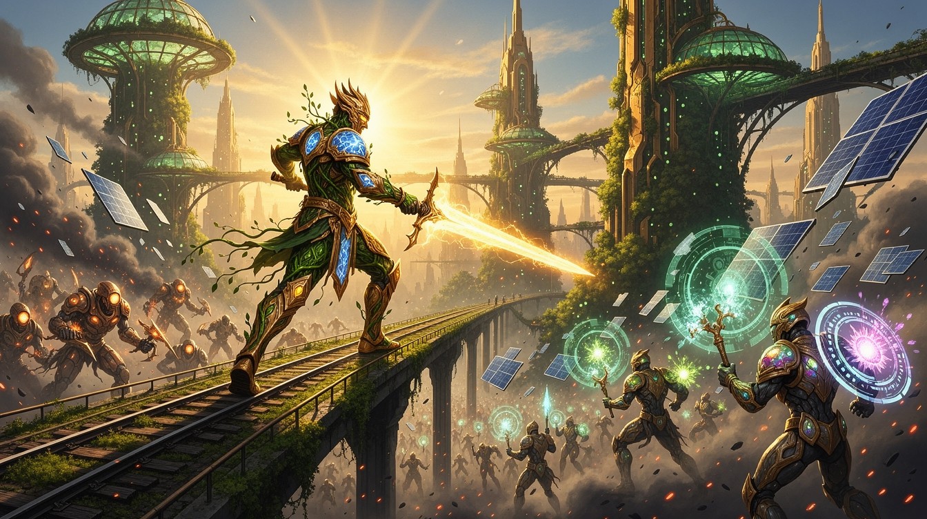 Free Solarpunk Battle Epic Image - Solarpunk, Warrior, Battle ...