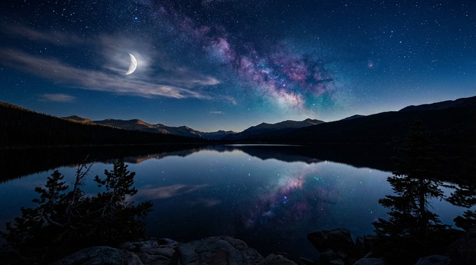 Free Cosmic Lake Reflection Image - Landscape, Night, Stars | Download ...