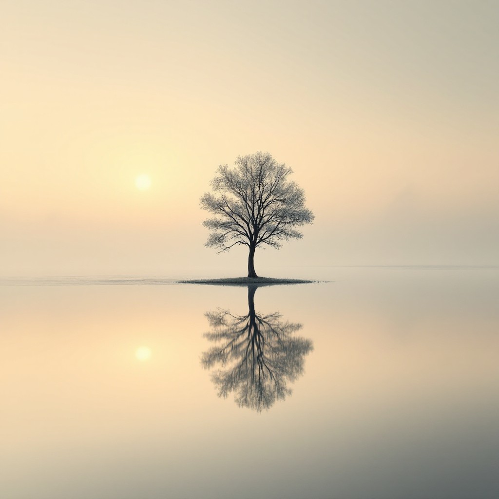 Free Solitary Tree Reflects Photo - Minimal, Reflection, Dawn ...