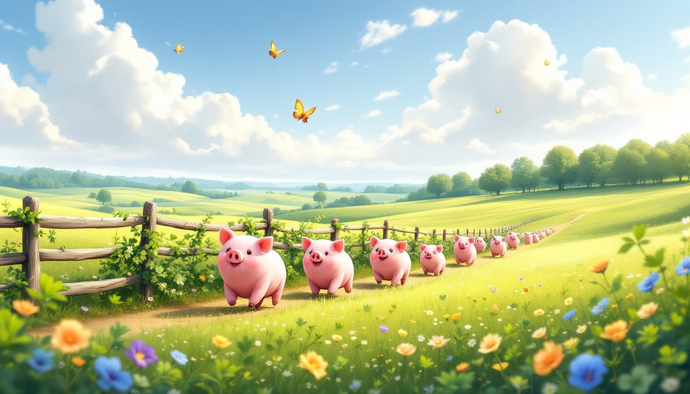 Free Happy Pink Pigs Image - Pigs, Pink, Meadow | Download at StockCake
