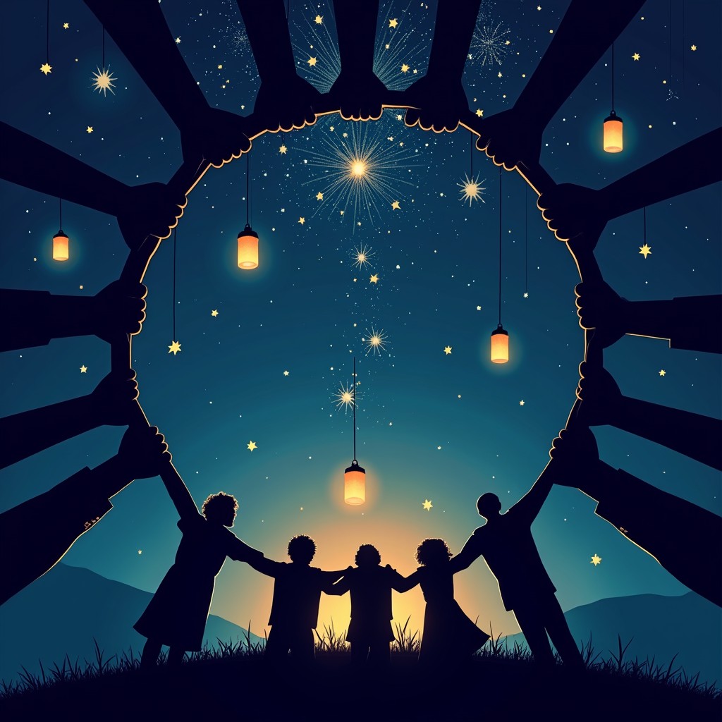 Free Celestial Unity Circle Image - Magical, Nighttime, Silhouettes ...