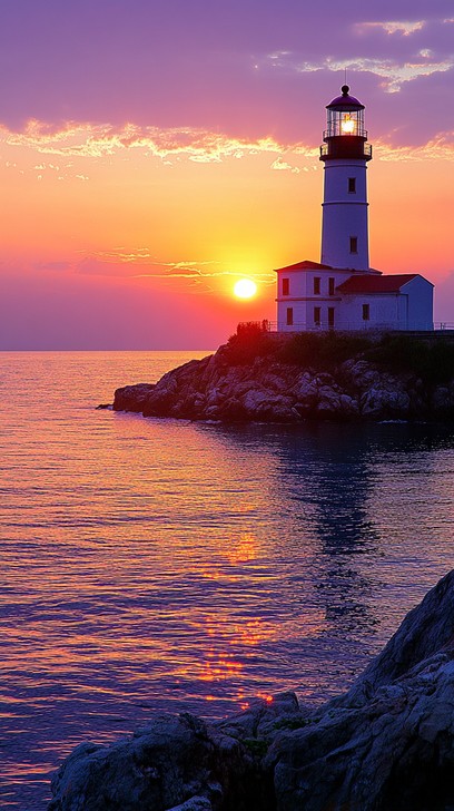 Free Sunset over lighthouse Image - Sunset, Lighthouse, Reflection ...