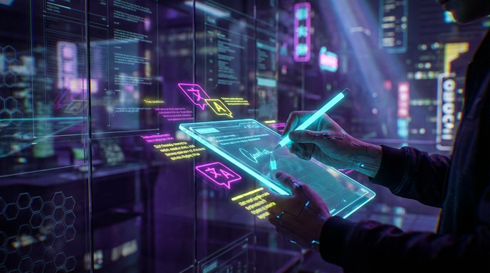 Free Futuristic Digital Notetaking Image - Cyberpunk, Futuristic ...