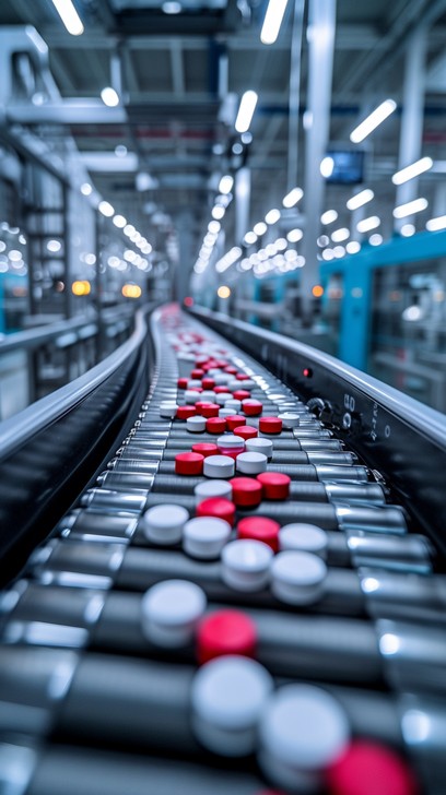 Production Line Red Free Automated Production Line Image - Factory, Conveyor, Bottles ...