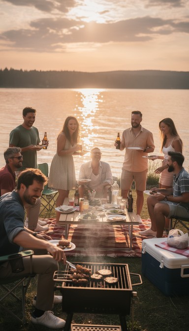 Free Lakeside Barbecue Celebration Image - Barbecue, Lakeside, Sunset ...