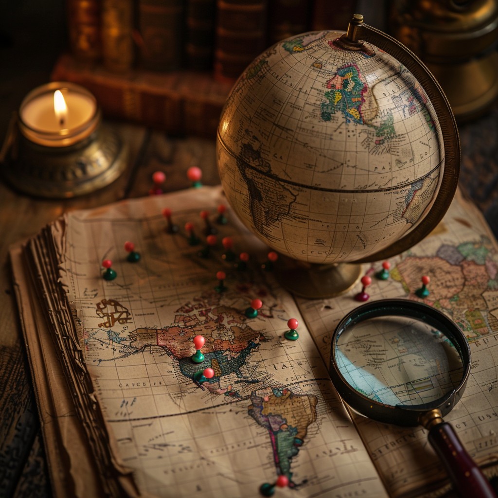 Free Vintage Exploration Setup Image - Globe, Map, Candle | Download at ...