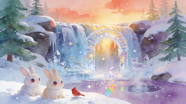 Scenery Waterfall With Rabbit Free Magical Winter Waterfall Image - Waterfall, Winter, Magical ...