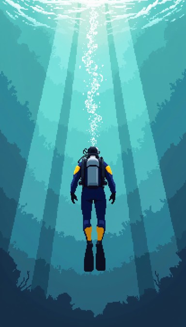 Free Submerged Pixel Diver Image - Diver, Underwater, Pixelart ...