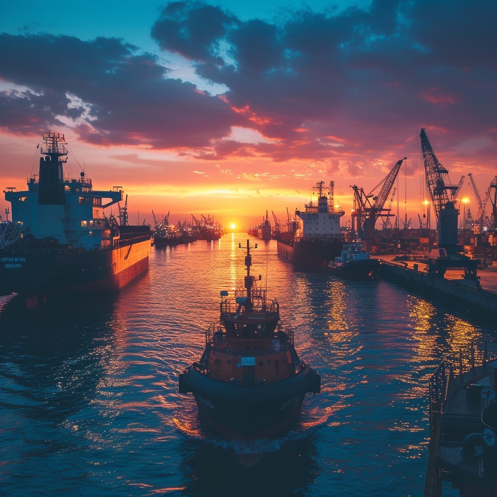 Free Sunset Harbor Scene Image - Sunset, Harbor, Ships | Download at ...