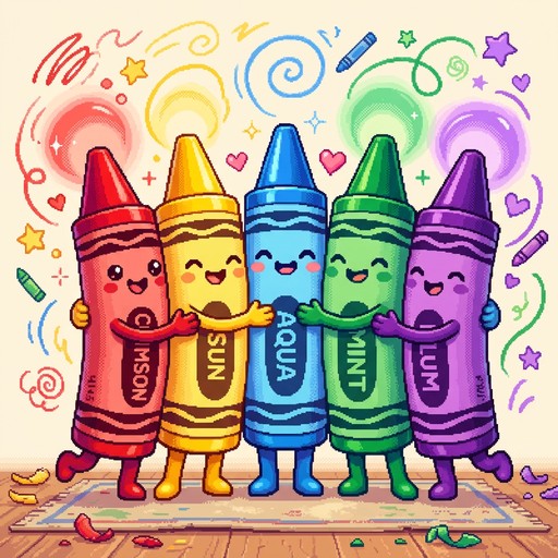 Free Colorful Crayon Friends Image - Crayons, Pixel, Illustration ...