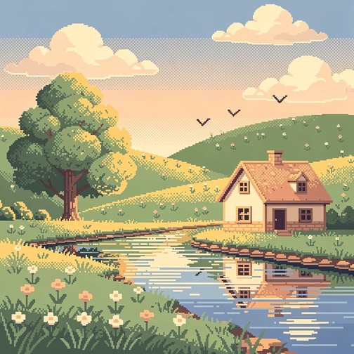 Free Peaceful Pixel Cottage Image - Pixel, Cottage, Countryside ...
