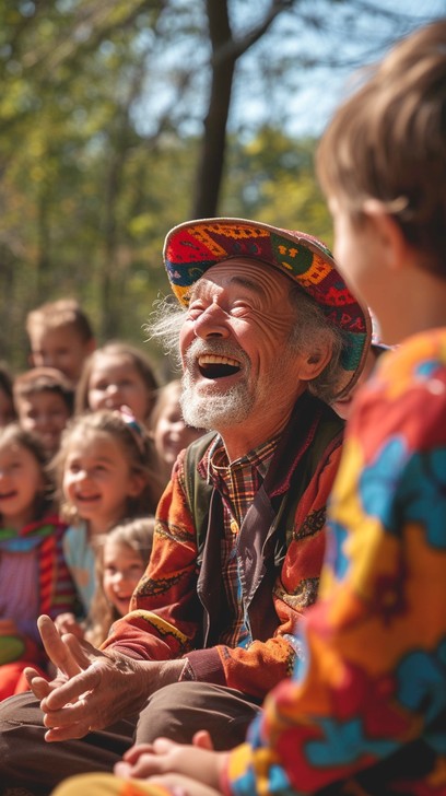 Expressive Clearly Free Joyful Storytelling Moment Image - Joy, Laughter, Elderly ...
