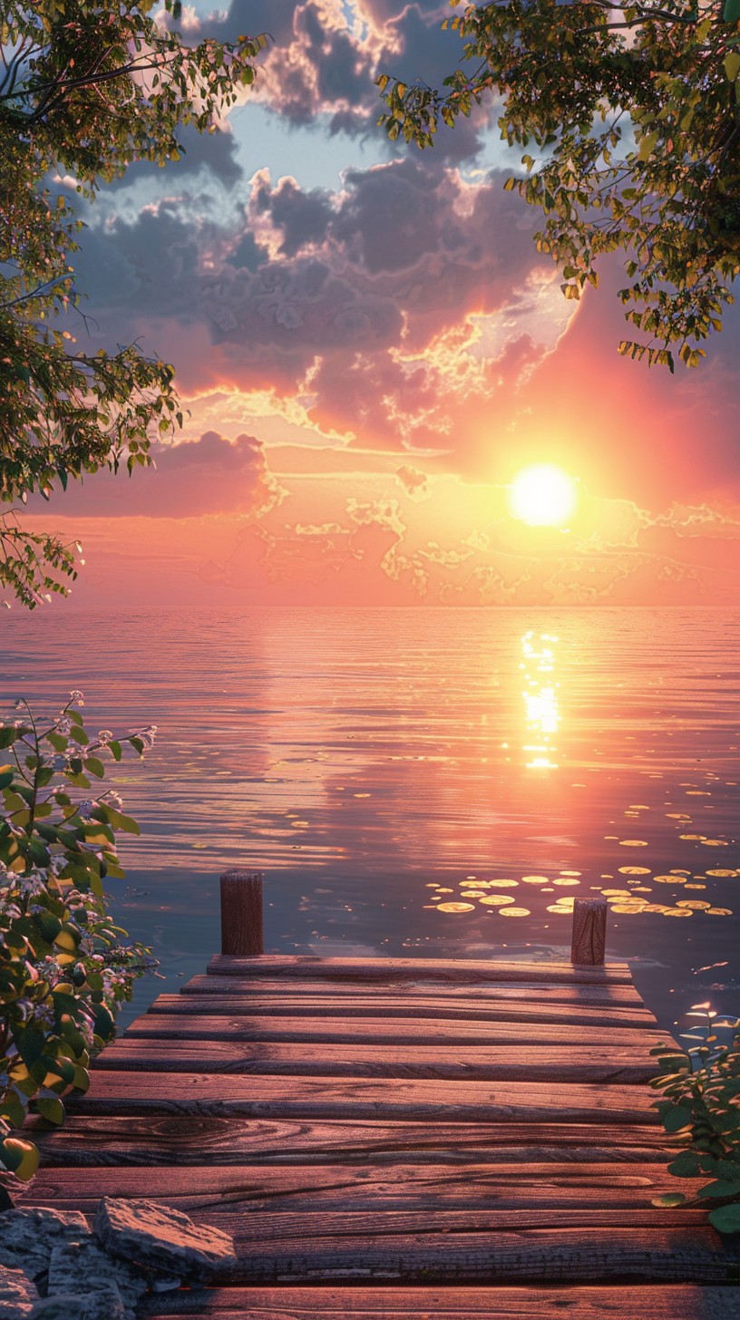 Free Sunset Lake View Image - Sunset, Lake, Pier | Download at StockCake