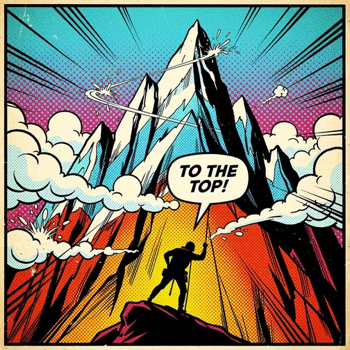 Free Comic Mountain Triumph Image - Illustration, Mountain, Comic ...