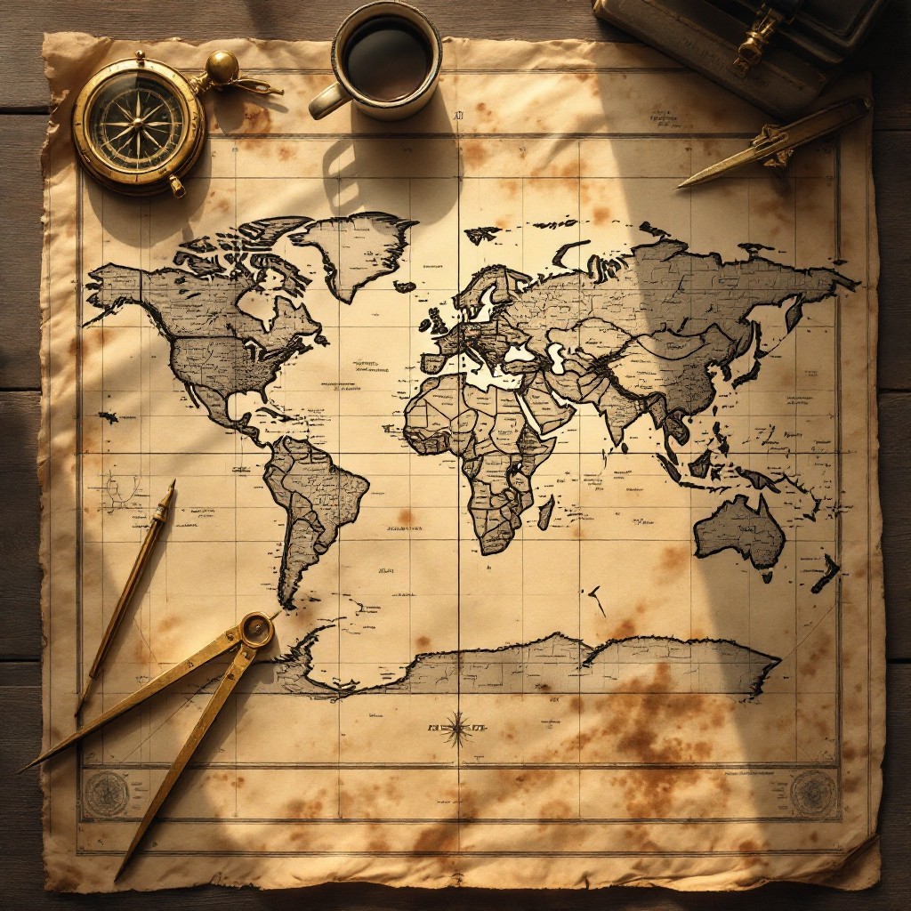 Free Ancient Explorer's Desk Image - Map, Compass, Vintage | Download ...