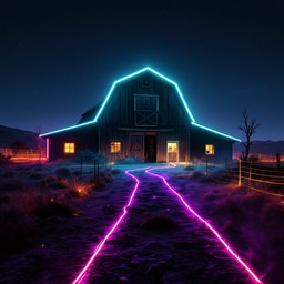 Blue Neon Ranch Free Neon Ranch Night Image - Synthwave, Cyberpunk, Neon | Download at ...