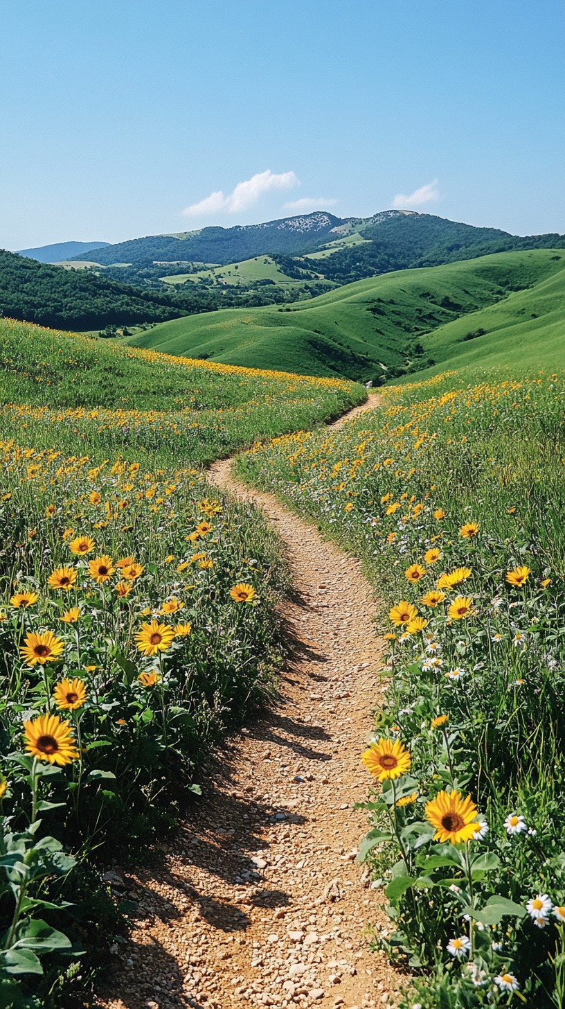 Free Sunflower path landscape Image - Landscape, Sunflowers, Path ...