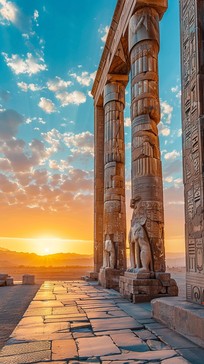 Free Sunset at Ruins Image - Sunset, Ruins, Columns | Download at StockCake