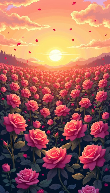 Sunset Pattern Roses Free Dreamy Rose Sunset Image - Roses, Sunset, Pixelart | Download at ...