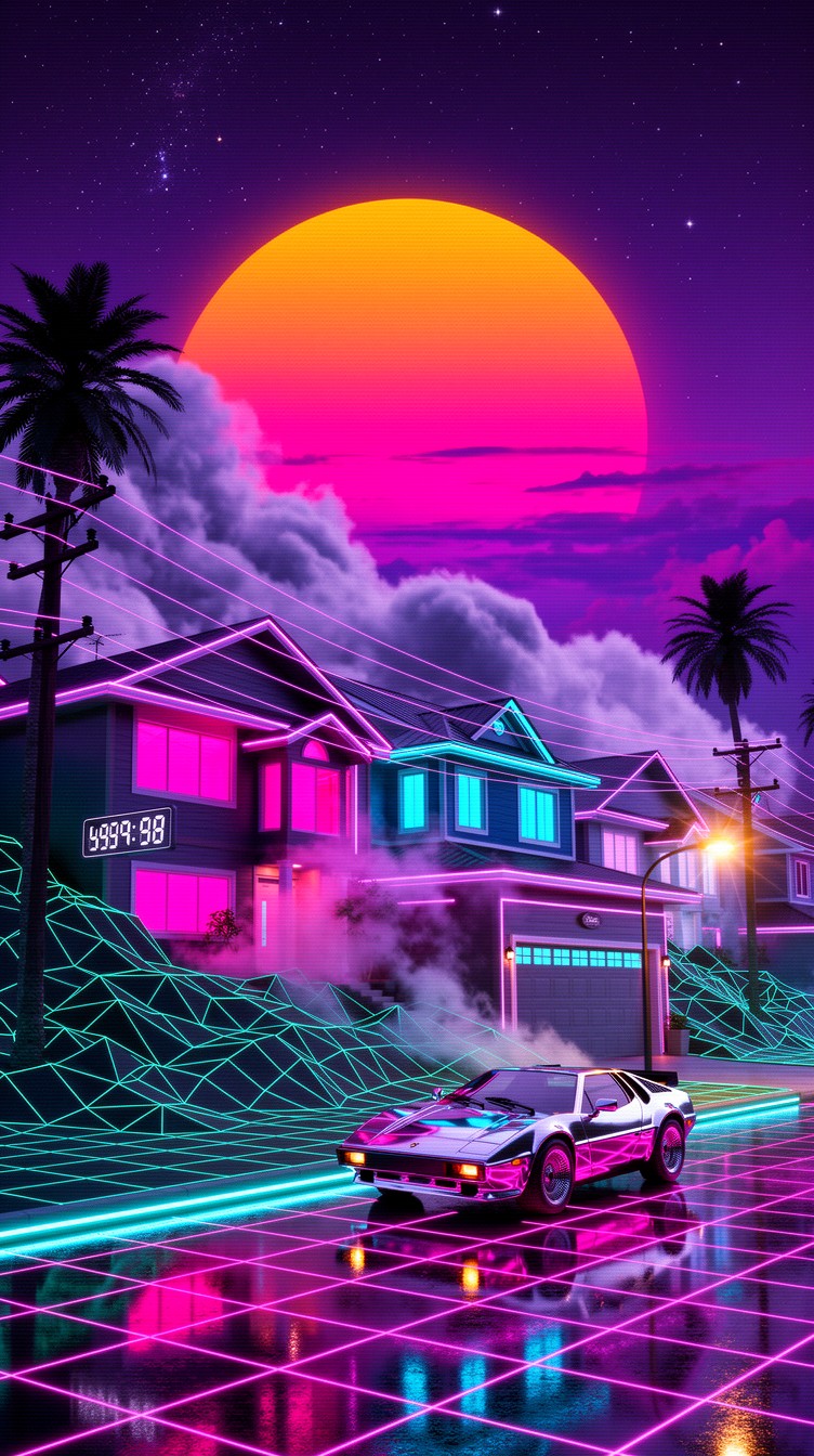 Sunset Image Neon Free Neon Sunset Dreams Image - Synthwave, Vaporwave, Neon | Download ...