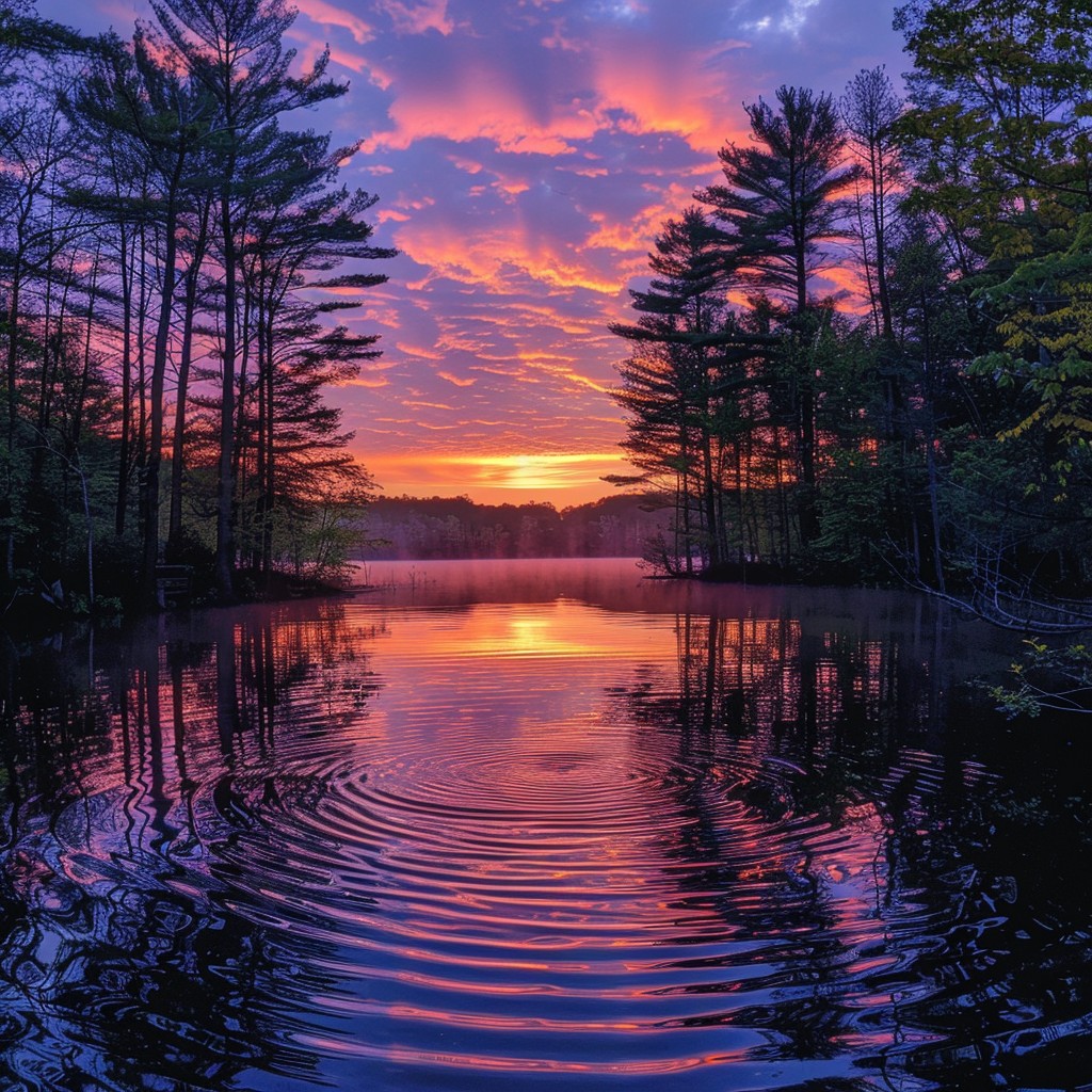 Free Sunset Lake Serenity Image - Sunset, Lake, Forest | Download at ...