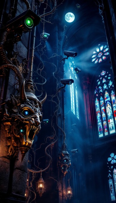 Demon Security Camera Free Surveillance Meets Sacred Image - Gothic, Cathedral, Surveillance ...
