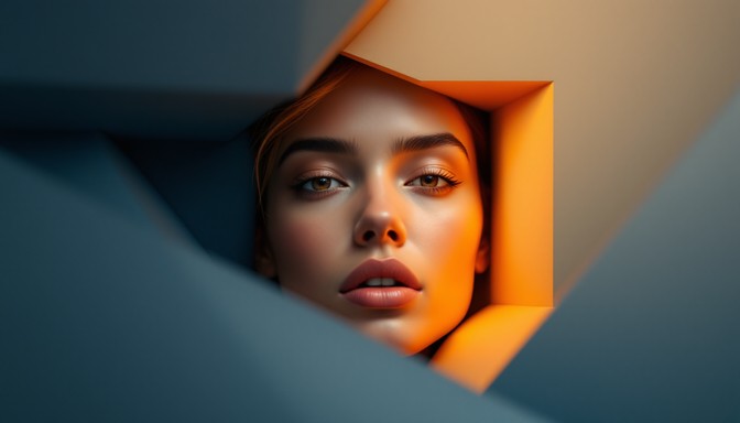 Portrait Elements Free Geometric portrait illuminated Image - Portrait, Geometric, Bronze ...