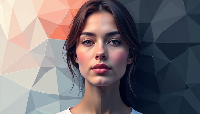 Fragmented Face Simple Free Fragmented Emotional Portrait Image - Fragmented, Geometric, Face ...