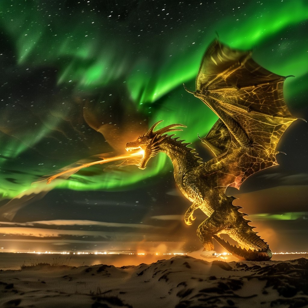 Free Dragon Aurora Borealis Image - Dragon, Aurora, Night | Download at ...