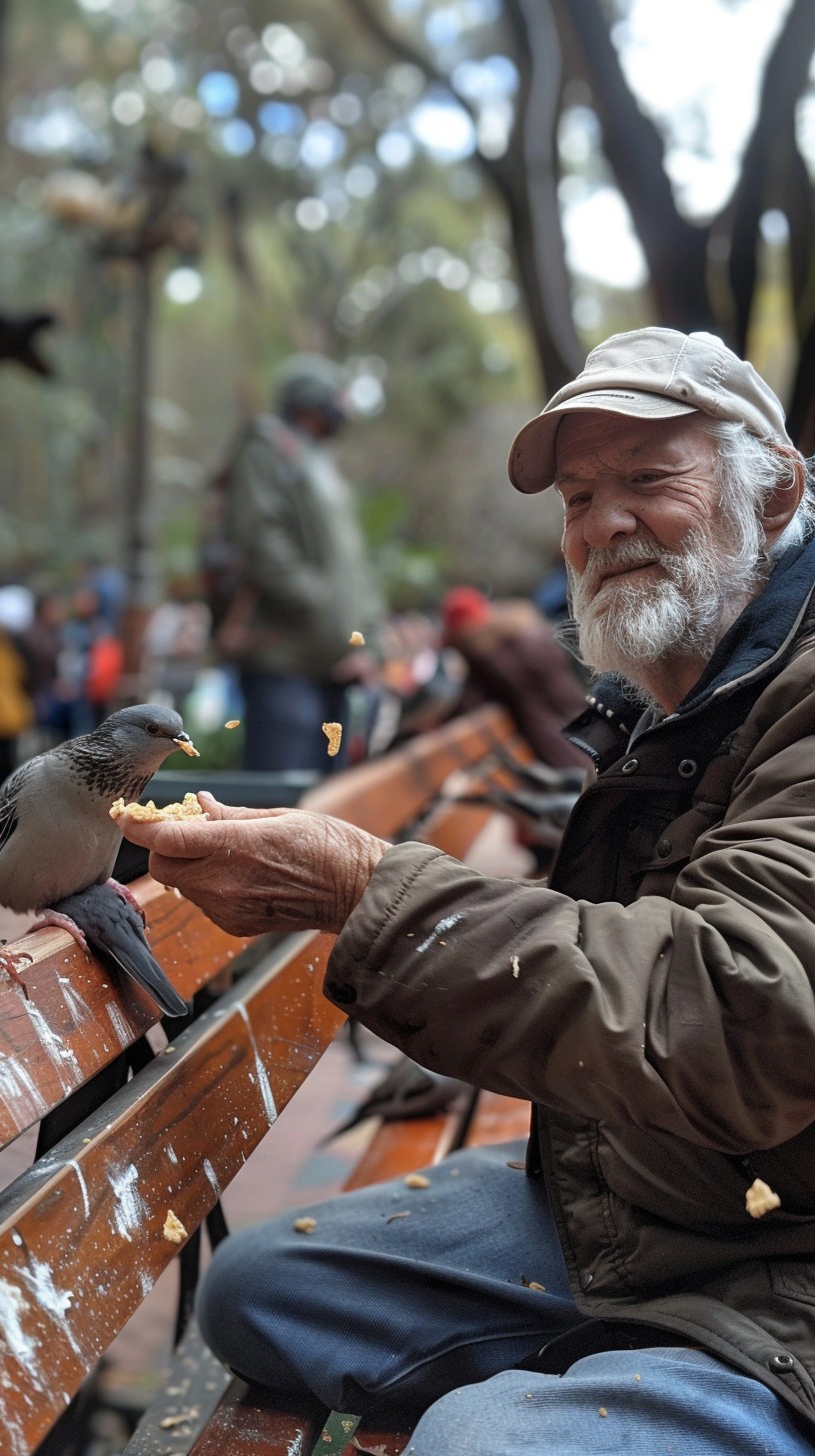 Free Man Feeding Bird Image - Elderly, Man, Bird | Download at StockCake