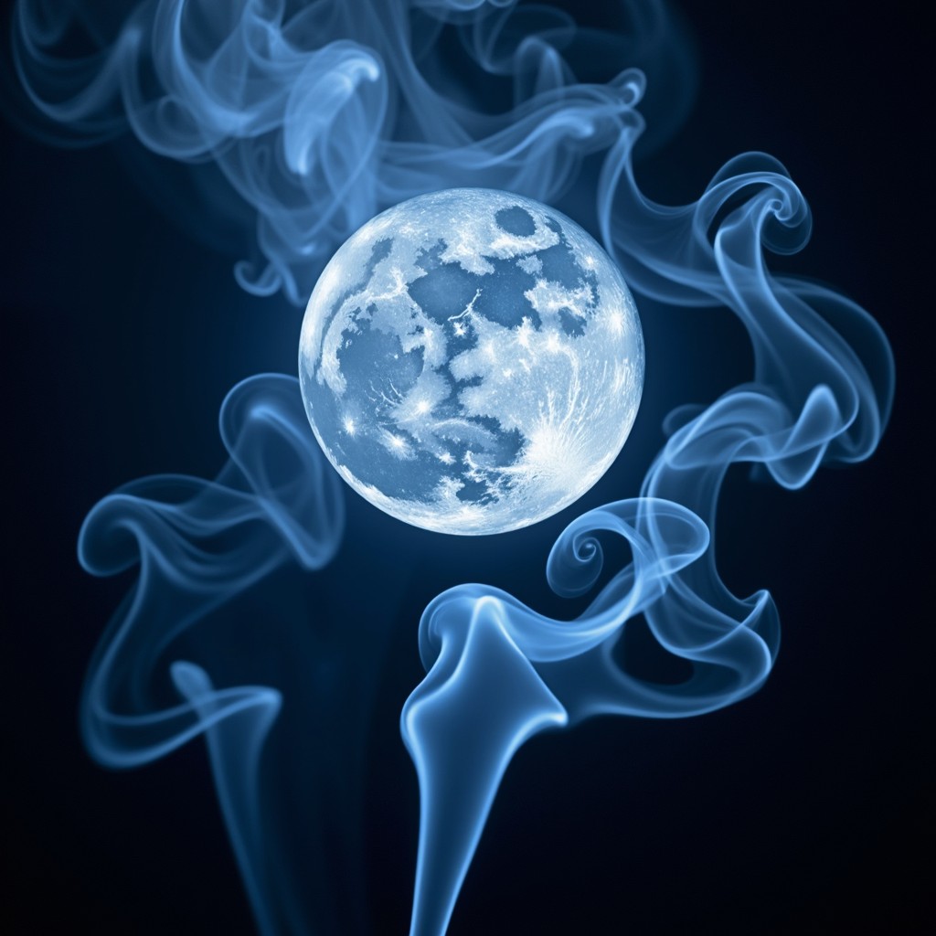 Free Mystic Moon Embrace Image - Moon, Smoke, Blue | Download at StockCake