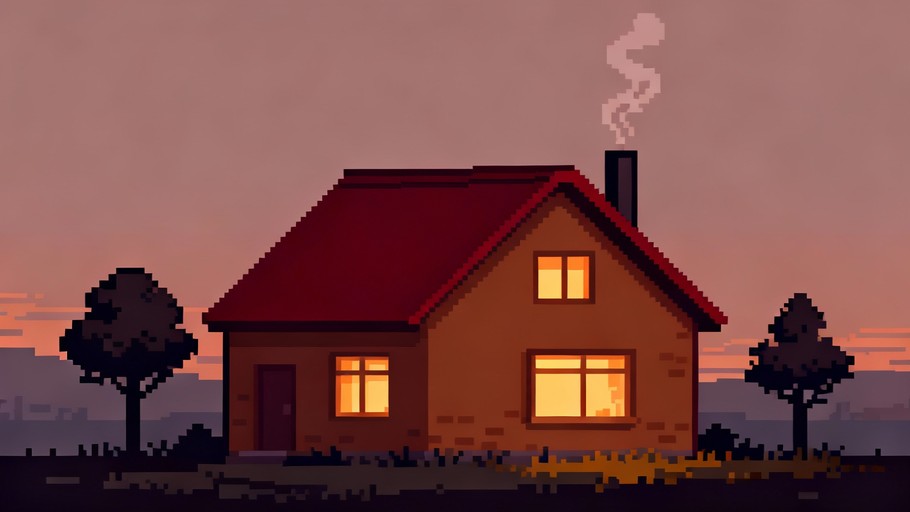Free Cozy Pixel Home Image - Cottage, Pixel, Sunset | Download at StockCake