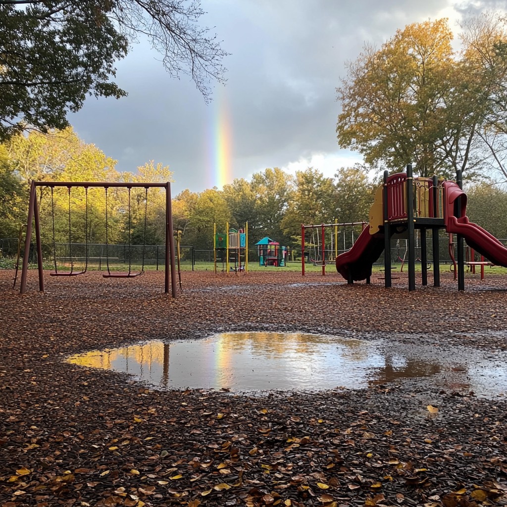 Free Rainbow over playground Photo - Rainbow, Playground, Autumn ...