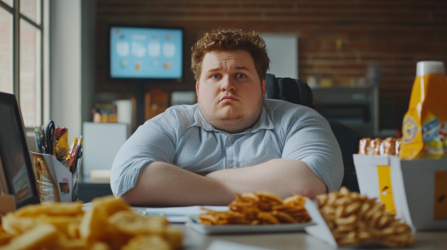 Food Over Load Free Unhealthy food overload Image - Man, Desk, Contemplative ...
