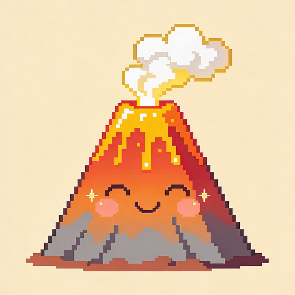 Free Happy Volcano Character Image - Volcano, Pixel, Kawaii | Download ...