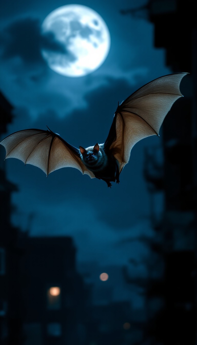 Moonlight Window Bat Free Moonlit Bat Flight Image - Bat, Moon, Night | Download at StockCake