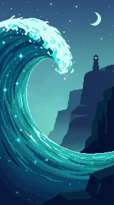 Free Glowing Ocean Waves Image - Ocean, Wave, Lighthouse | Download at ...