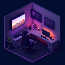Free Minimalist Gaming Corner Image - Gaming, Minimalist, Isometric ...