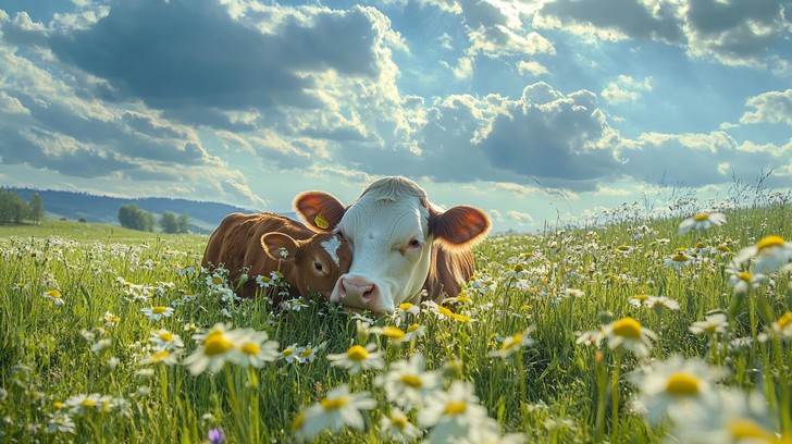 Free Cows in Meadow Image - Cows, Meadow, Sky | Download at StockCake