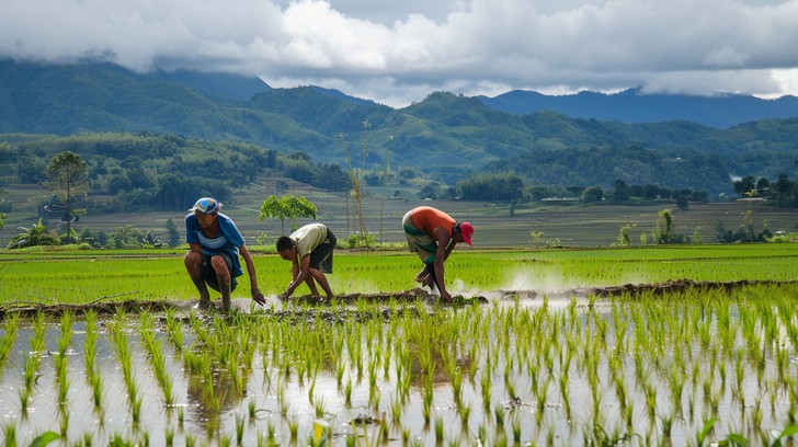 Free Rice Field Labor Image - Rice, Field, Sunset | Download at StockCake