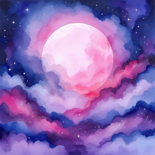 Free Pink Moon Rising Image - Moon, Watercolor, Pink | Download at ...
