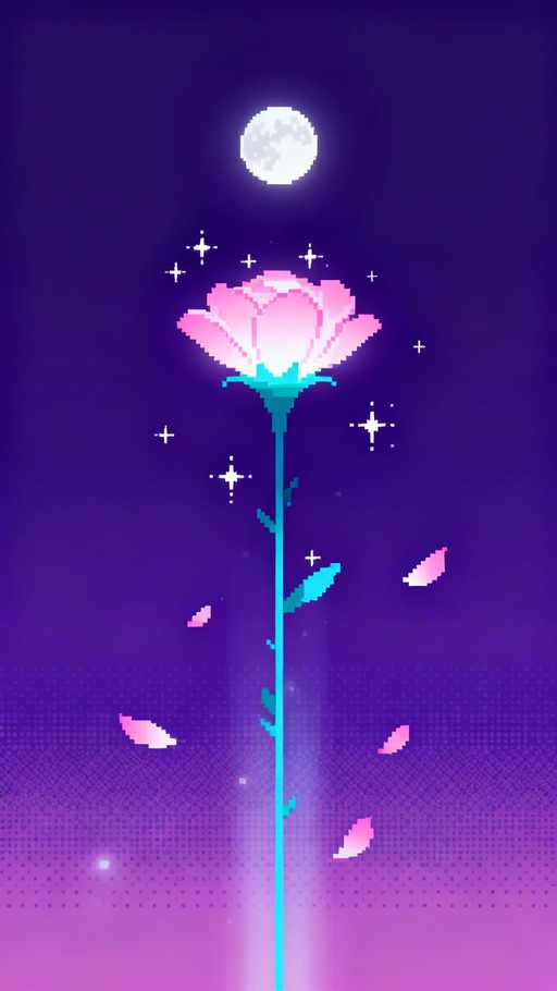 Free Moonlit Pixel Bloom Image - Flower, Pixel, Pink | Download at ...