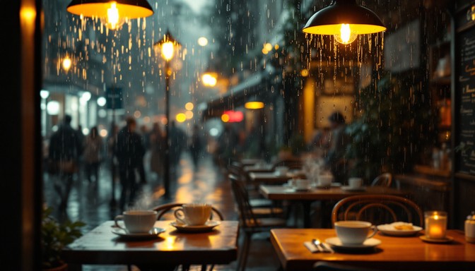 Free Rainy Cafe Evening Image - Cafe, Rain, Cozy | Download at StockCake