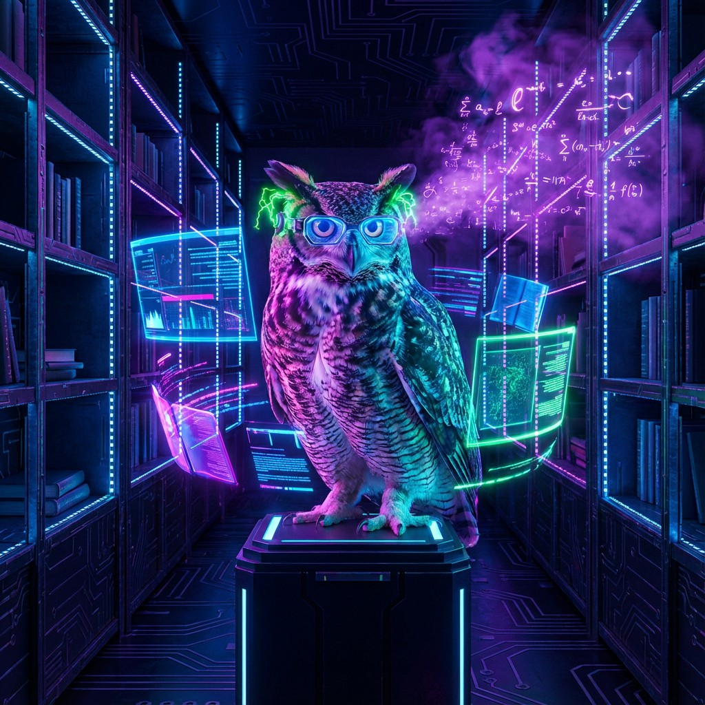 Free Cyber Owl Wisdom Image - Owl, Cyberpunk, Neon | Download at StockCake