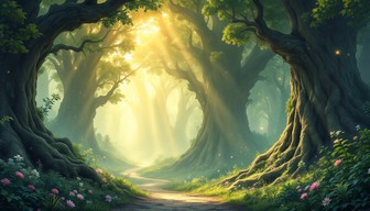 Free Enchanted Forest Path Image - Forest, Path, Sunbeams | Download at ...