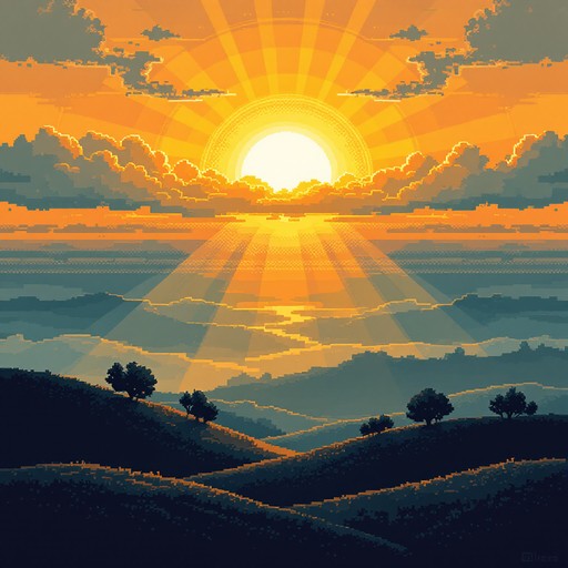 Free Retro Golden Dawn Image - Pixel, Art, Sunrise | Download at StockCake