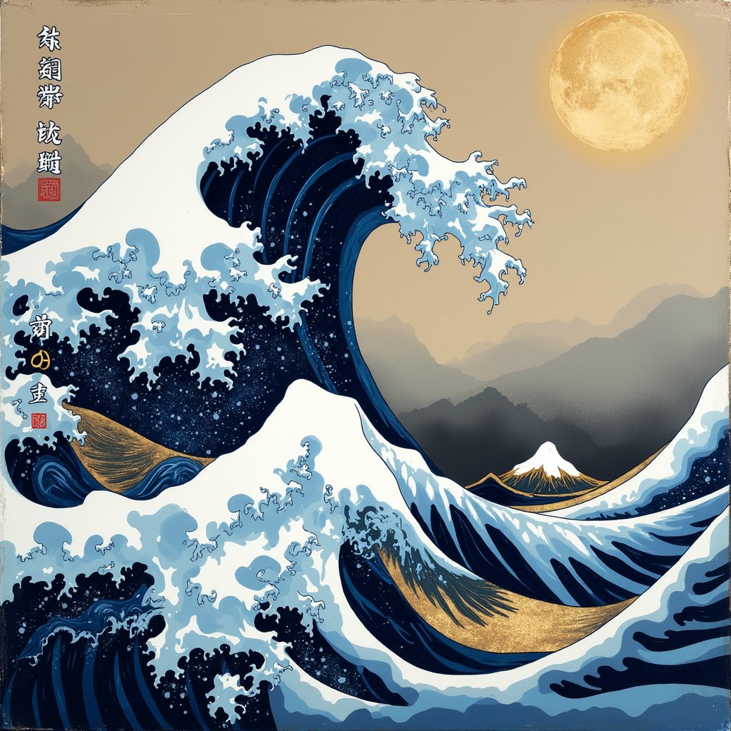 Wave Rising Drawing Free Great Wave Rising Photo - Wave, Ocean, Ukiyo-e | Download at StockCake
