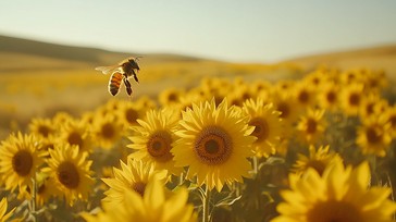 Free Bee Approaches Sunflower Image - Bee, Sunflower, Field | Download ...